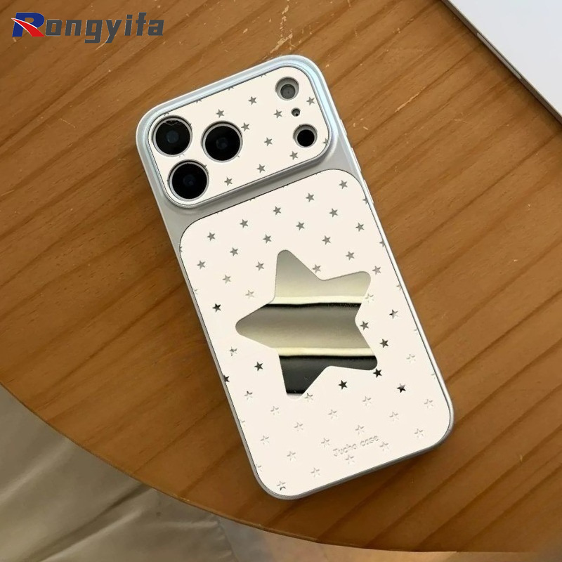 Huawei Mate 60 - Cute Hollow Stars Mirror Phone Case