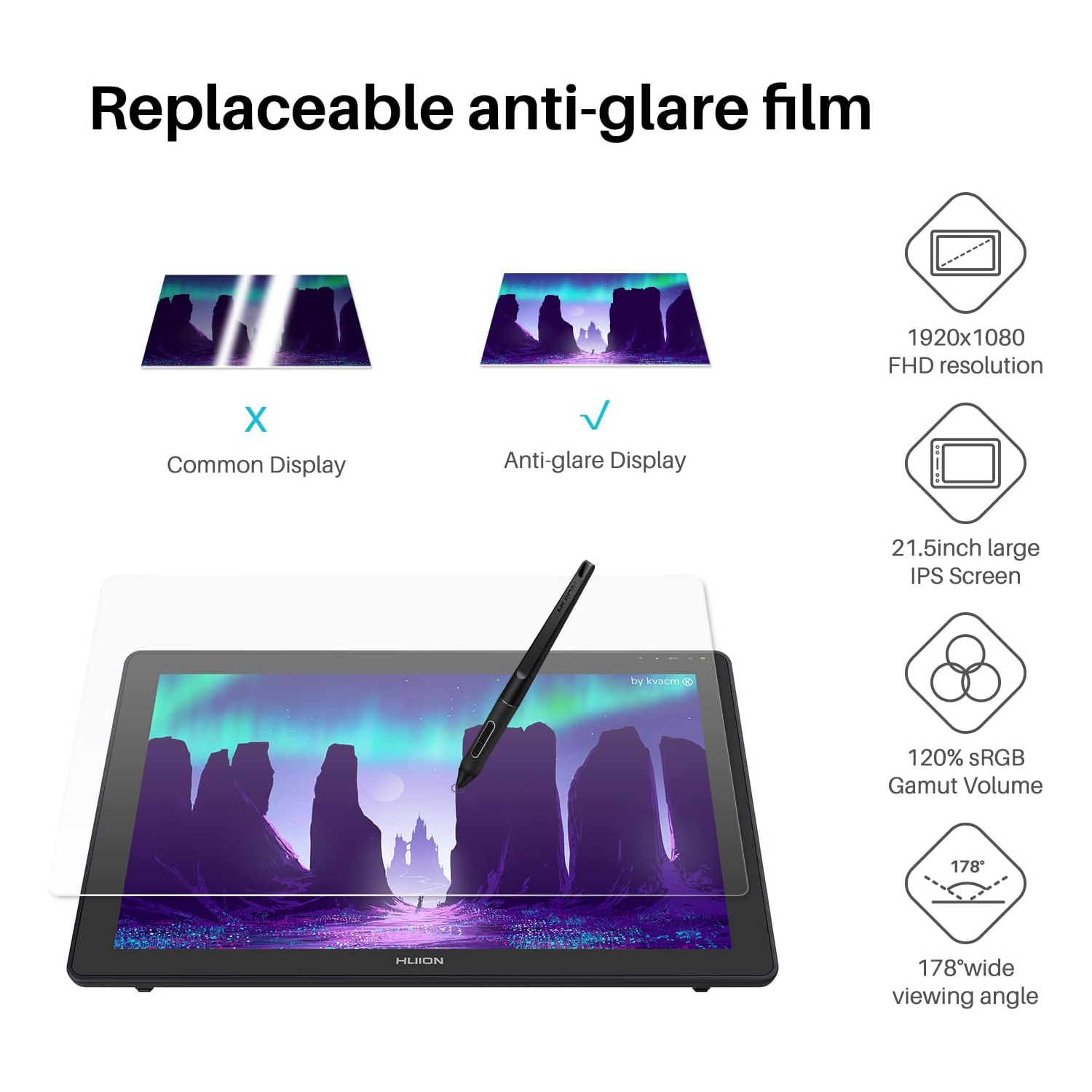 Huion Kamvas 22 Graphic Tablet - Huion Tablet Accessories ulasan dan harga